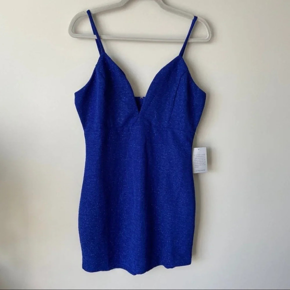 NWT Bailey Blue Sparkle Crepe Bodycon  Mini Dress - Picture 3 of 16